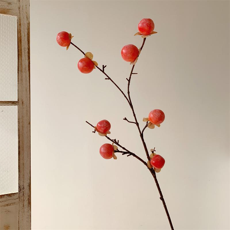 Artificial Red Persimmon Bouquet Ornament for Living Room Decor