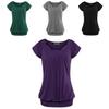 Elegant Women's Fashion Summer V-neck Short Sleeve Pleated Loose Blouse Plus Size