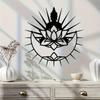 Arte da Parete in Metallo Fiore di Loto Sole Decorazione Spirituale per la Casa Soggiorno Giardino Balcone Regalo