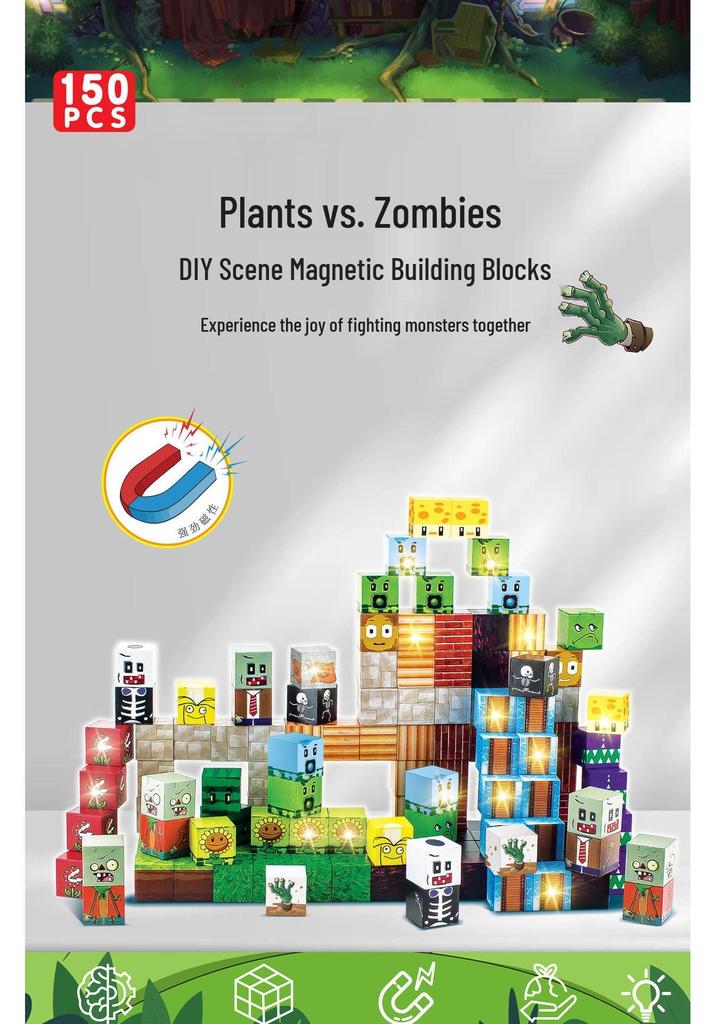 Eco-Friendly Magnetic Building Blocks: Large Particle Educational Puzzle Toy, Creative Pixel Style Scene Assembly Cubes