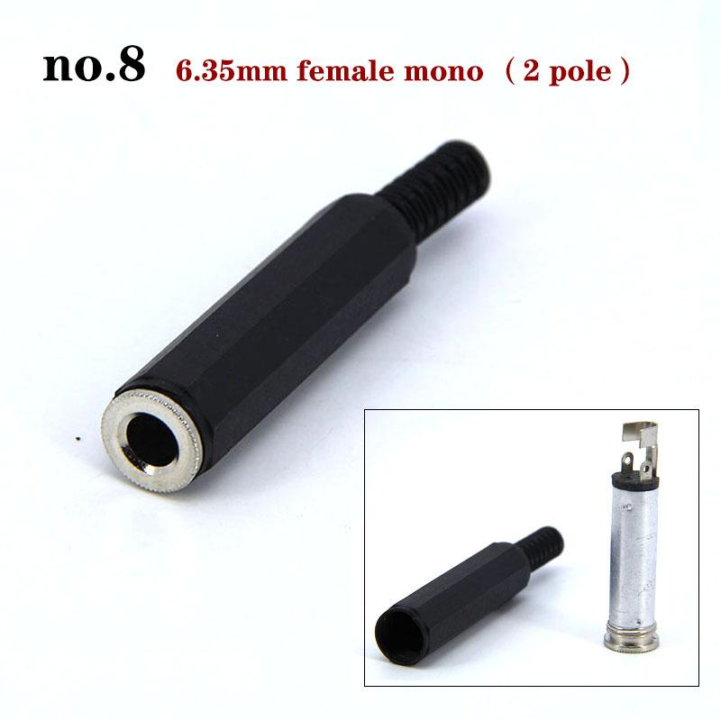 2pcs 2 3 Pole 6.35mm 6.5mm Audio Male Female Mono Stereo Solder Connector Plug Socket Gold Plated Metal Amplifier Mic Converter