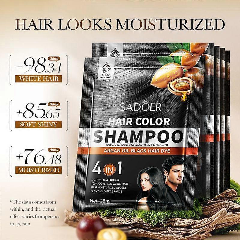 Hair Shampoo Instant Hair Dye for Men Women, Black Color - Simple To Use - Hair Dye Permanent  - Natural Ingredients for Woman&Man