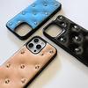 Cool Black Leather 3D Star Phone Case with Lanyard for iPhone 14/15/16 Pro/Pro Max