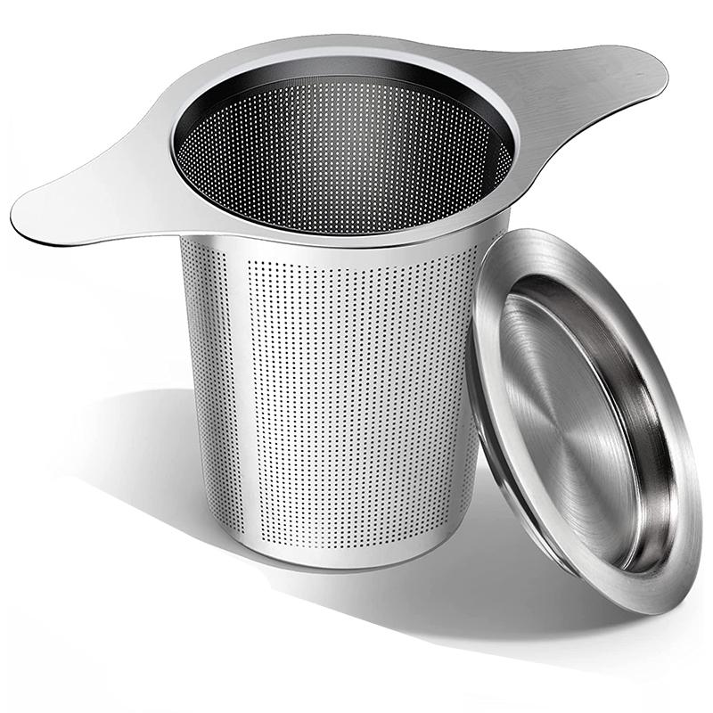 LMETJMA Stainless Steel Tea Infuser Mesh Strainer with Double Handles Large Capacity Tea Steeper to Steep Loose Leaf Tea JT209