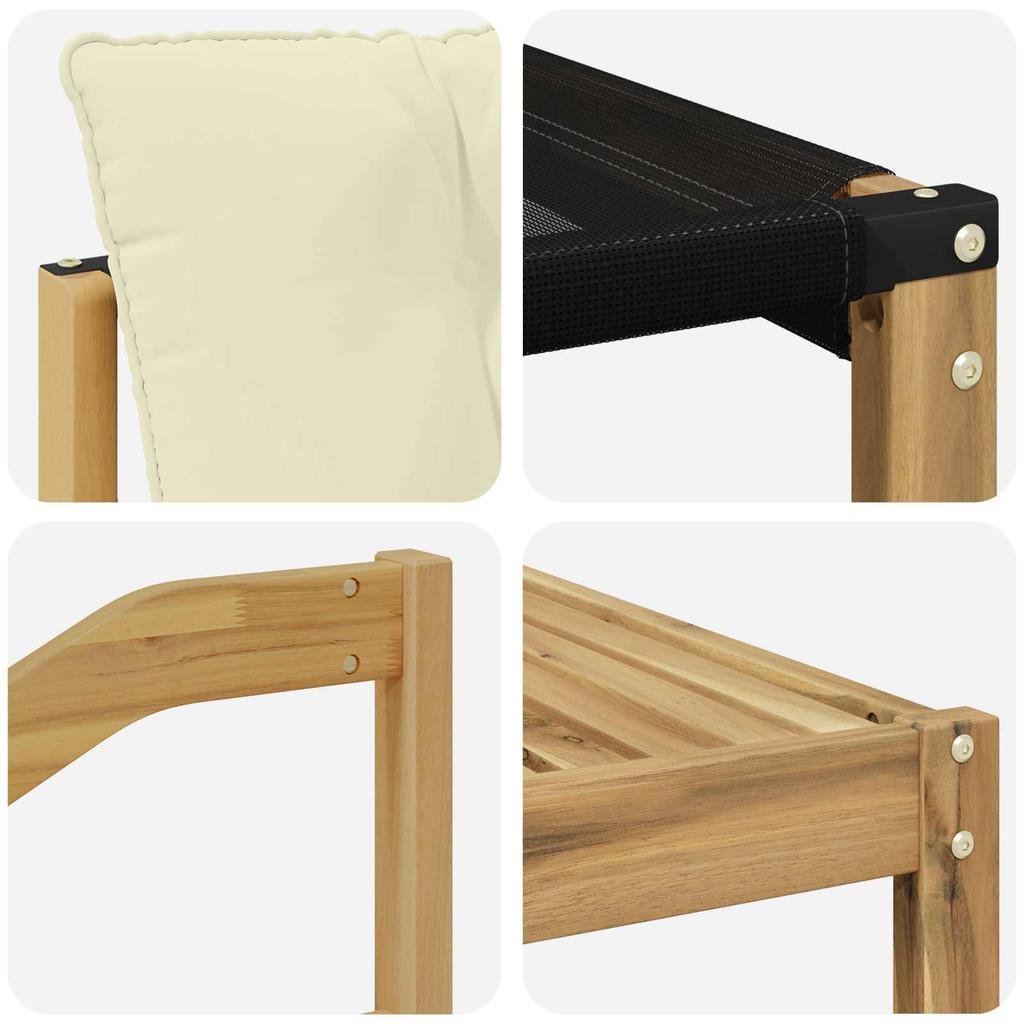 Outdoor Sofa Set 9 pcs White and Cream Solid Acacia Wood