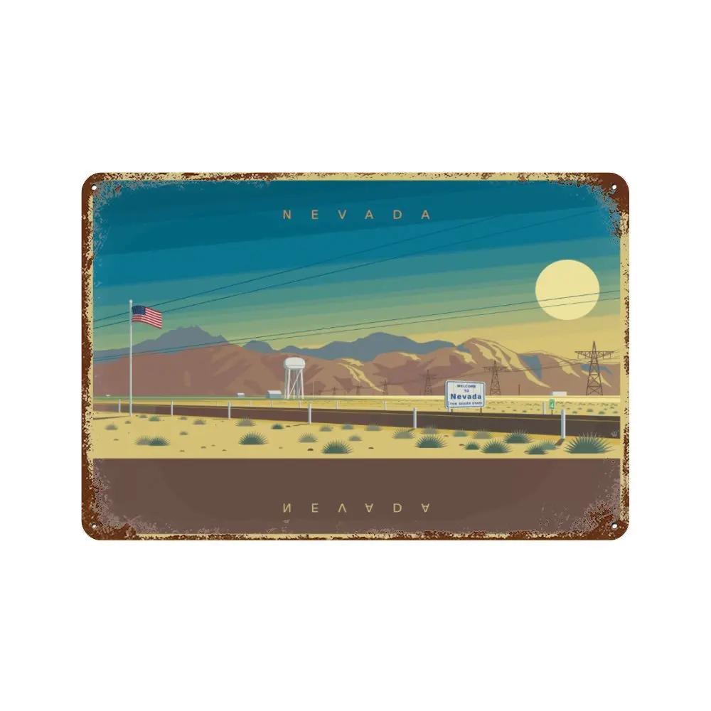 Welcome To Arizona Natural Landscape Metal Sign Metal Plaque Poster Vintage Wall Plate Bar Club Wall Decor Retro Home Decor