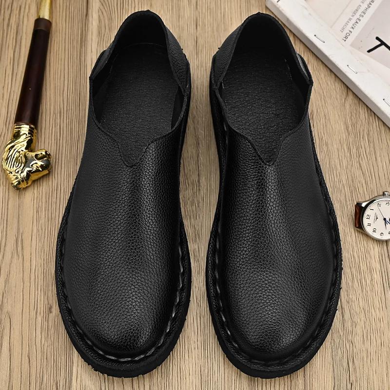 ModeEchtes Leder Herrenschuhe Lässige Herren Slipper Fahrschuhe Weiche Lederschuhe Herren Flats Bequeme Mokassinschuhe für Herren