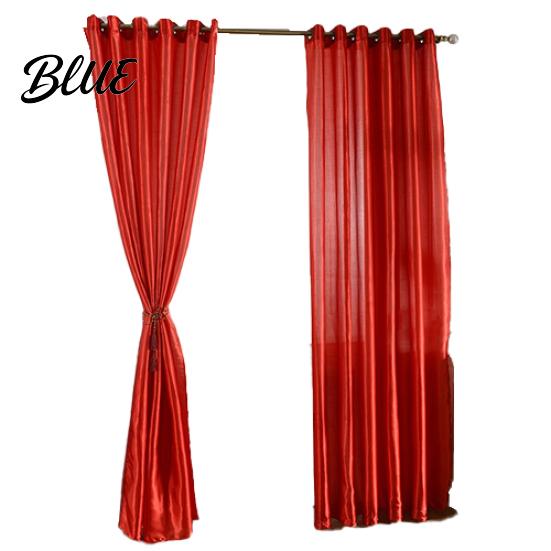 1Pc Through Rod Curtain Drape Door Color Panel Window Solid Room Blackout