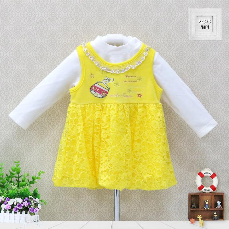 

Tddler Kid Girls Одежда для младенцев Велюровая зима-весна Рубашка с длинными рукавами Плюс платье Пуговицы сзади Вышитая детская одежда Одежда Юбка Платья 2 шт./компл. 92 жёлтый