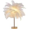 Rechargeable LED 3W Touch White Ostrich Feather Table Lamp – 50 Cm