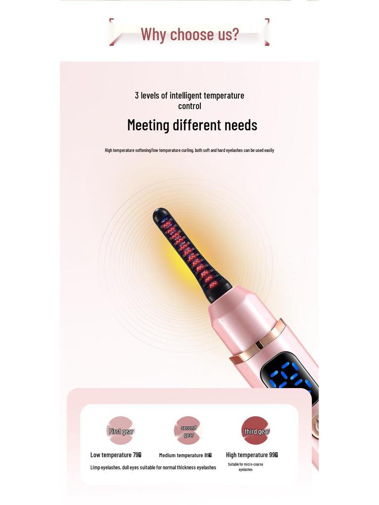 Portable Heated Electric Eyelash Curler for Beauty