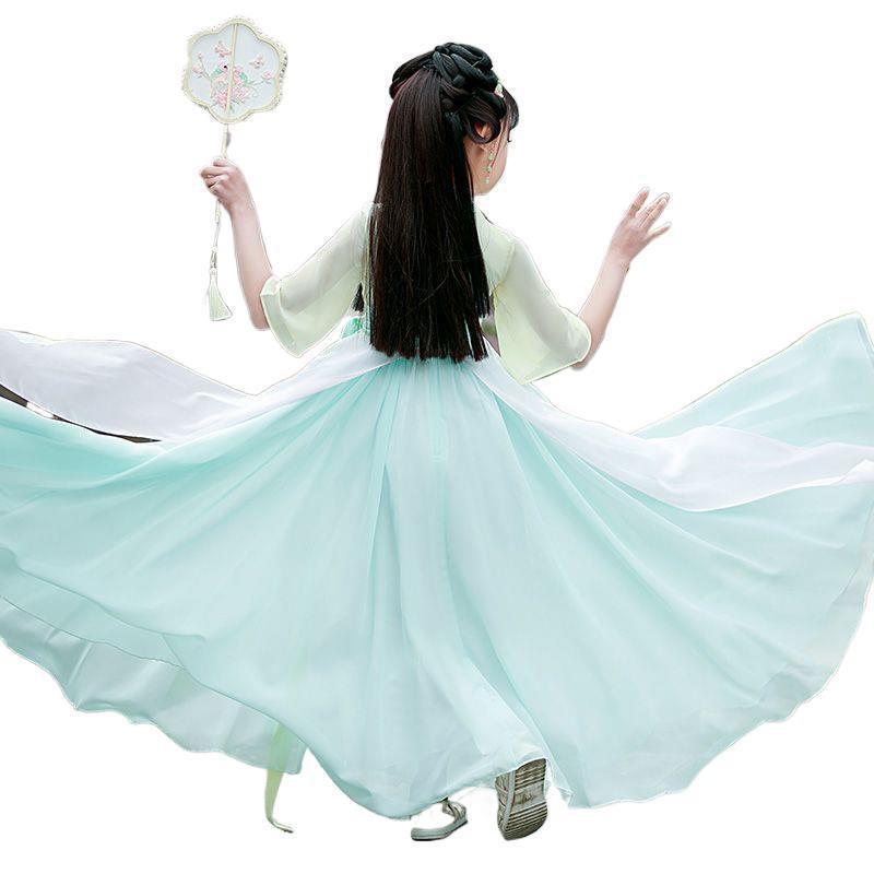 Girls' Short-Sleeve Hanfu: Spring/Summer Fairy Tang Style, Ancient Costume for Daily Wear & Performances