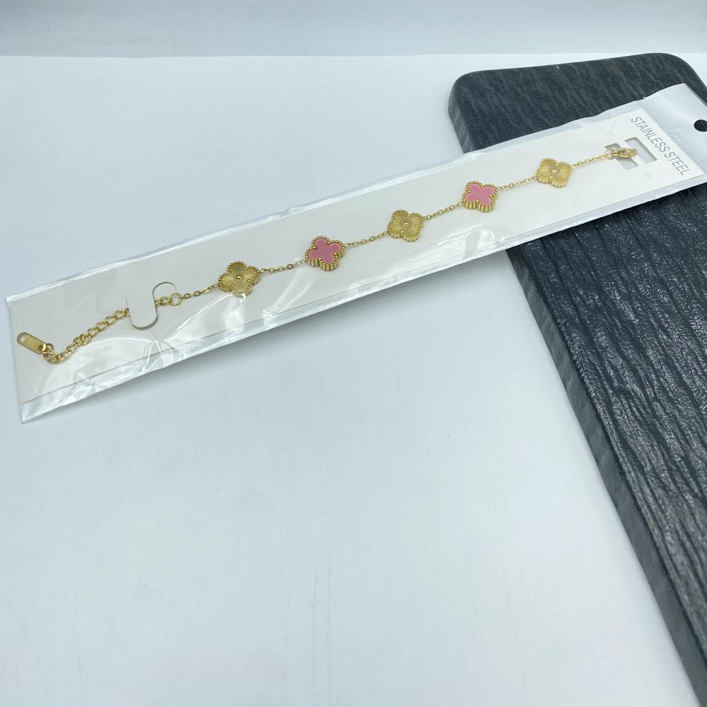 13MM Náramek čtyřlístek Titanová ocel Čtyřlístek Oboustranný náramek Bez ztráty barvy Náramek z titanové oceli