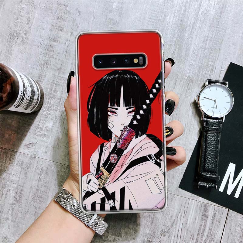 Carcasă de telefon în stil japonez cu anime Girl pentru Samsung Galaxy S20 FE S10 Plus S21 S22 Ultra S10E S9 S8 S7 Edge J4 + Fundas Cover Coque