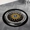 Gold Car Wheel Rim Round Rug Stay Low Print NonSlip Floor Mat for Game Room Garage Man Cave Car Enthusiast Decor Bedroom Decor