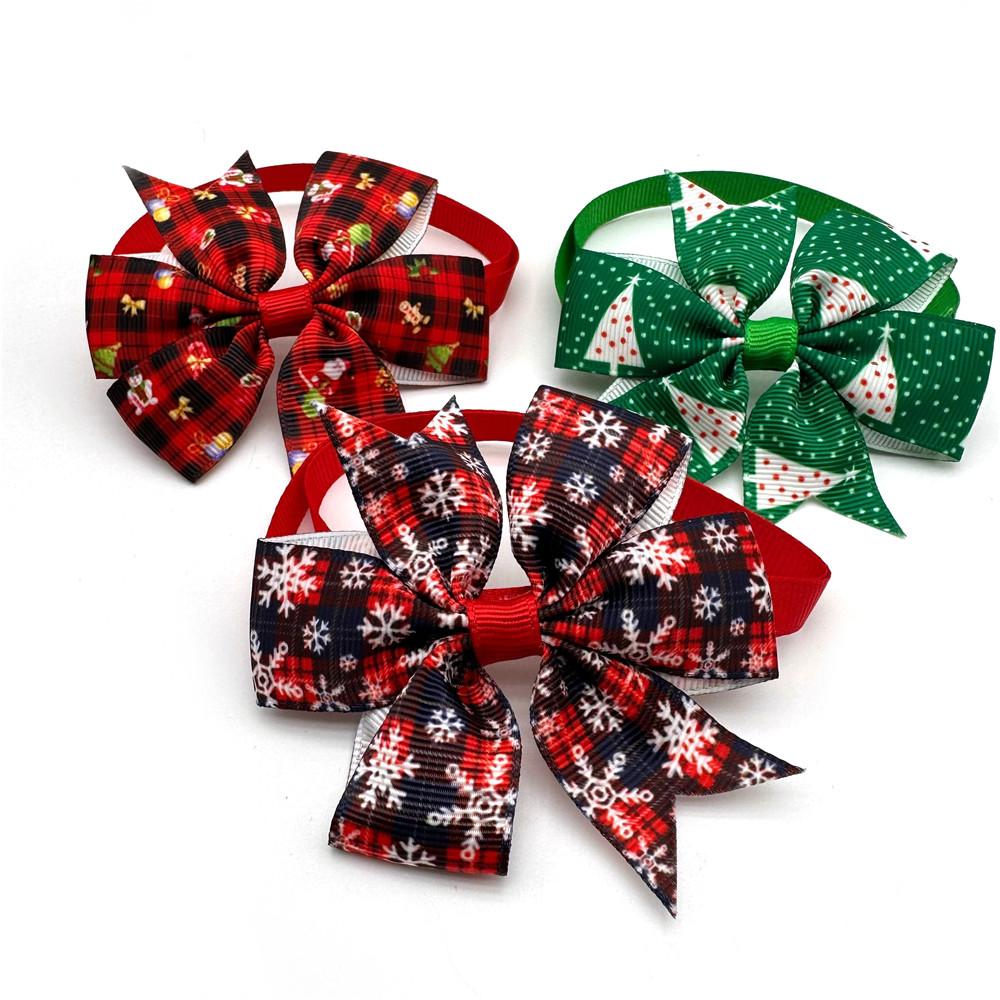 50/100pcs Handmade Christmas Pet Dog Bow Tie Adjustable Pet Dog Bows for Dog Bow Tie Collar Christmas Dog Grooming Products