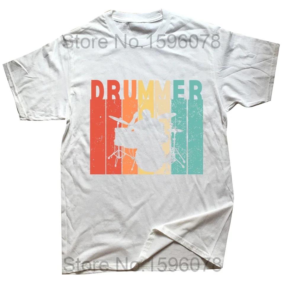 Retro Vintage Drummer T Shirt Graphic Cotton Streetwear Drumming Drumsticks Drumset Drum Set Birthday Gifts Tshirt Men Clothing