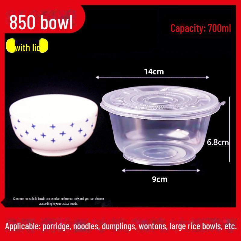Round Disposable Plastic Bowl with Lid for Fresh-Keeping