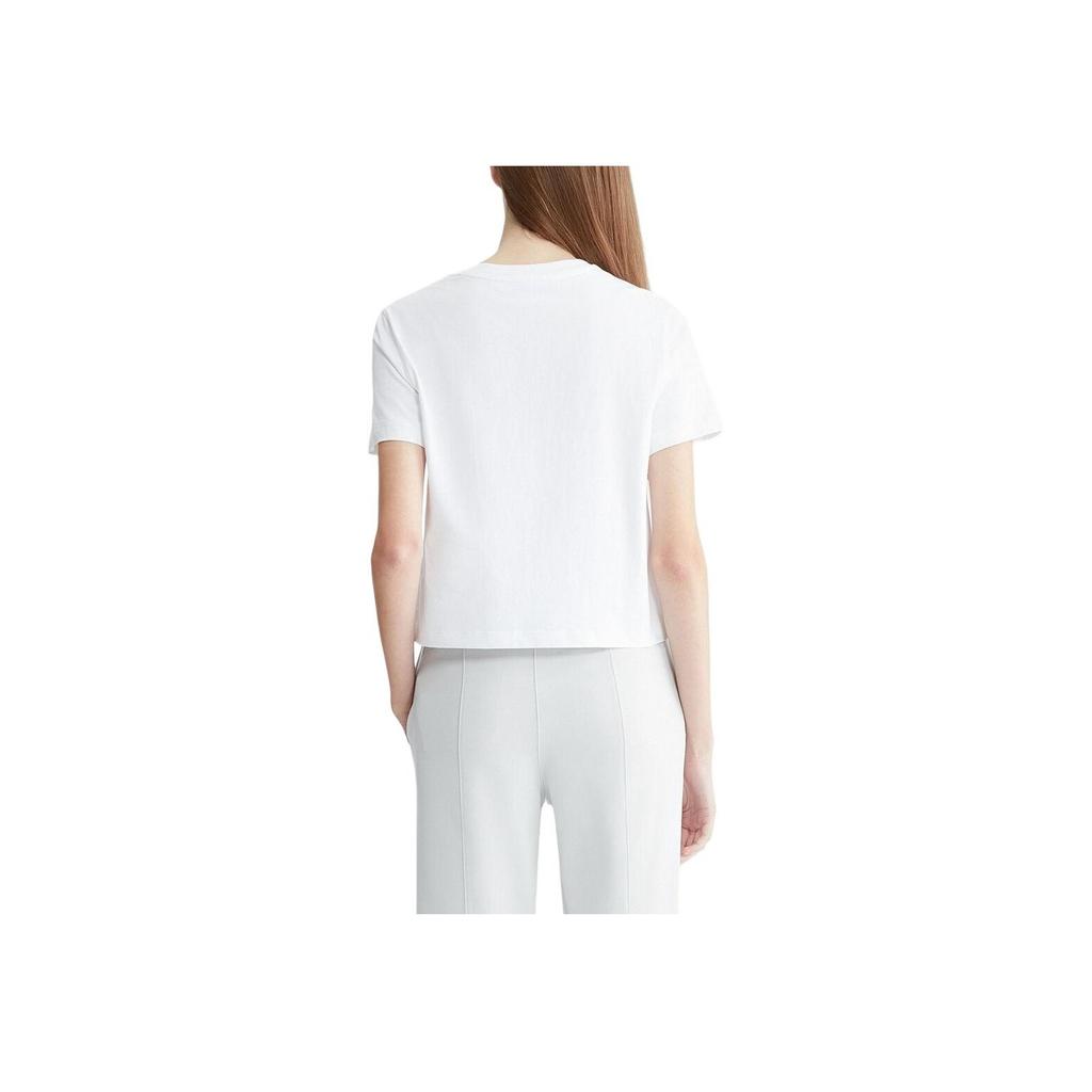 Calvin Klein Jeans Solid Color Round Neck Pullover Short Sleeve T-Shirt Women Tops White J223451-YAF