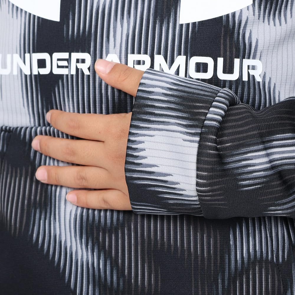 Under Armour UA ARMOUR FLEECE PRINTED BIG LOGO HOODIE Black White YLG