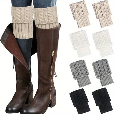 Womens Leg Warmers Ankle Winter Warm Stretch Knitted Slouch Thermal Ladies Thick Wool Cuffs Boot Sock Cover Fluffy Female Gaiter