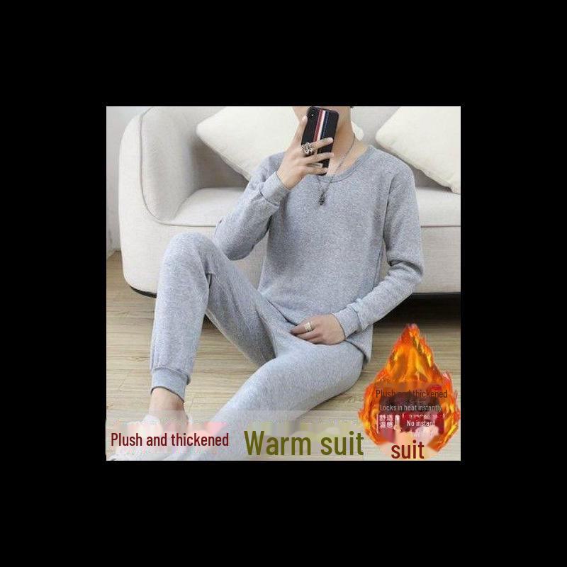 "Men's Plus Size Thermal Underwear Set - Half Turtleneck, Thick Velvet for Winter, Ideal for Middle-Aged and Elderly"