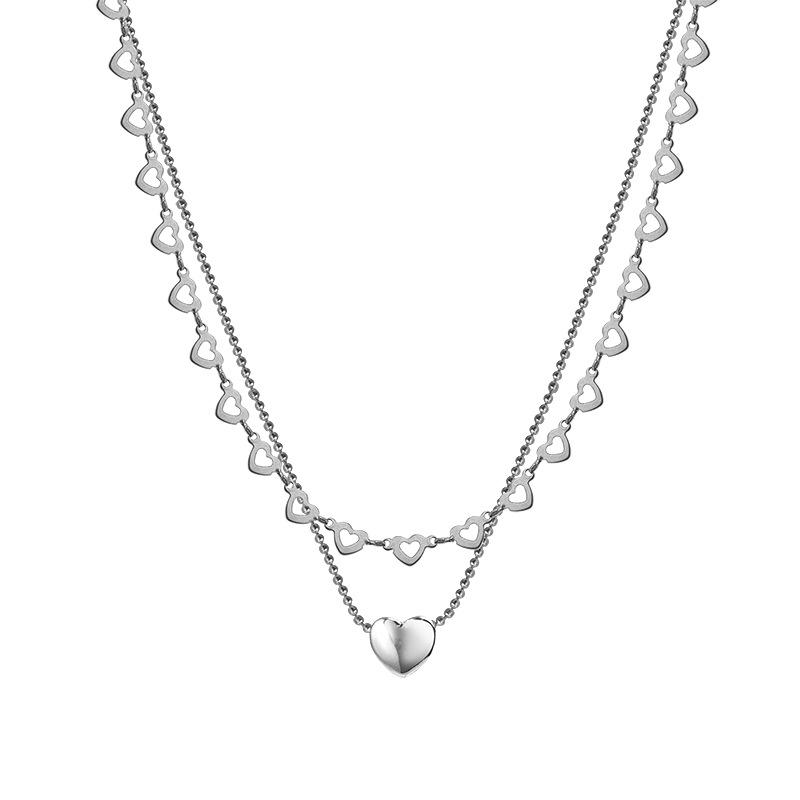 Hollow love double-layer necklace female summer niche cool new light luxury high-end personalized necklace trendy accessories