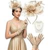 Fascinators Hat for Women Tea Party Fascinator Headband with Gloves Tea Party Accessories for Ladies
