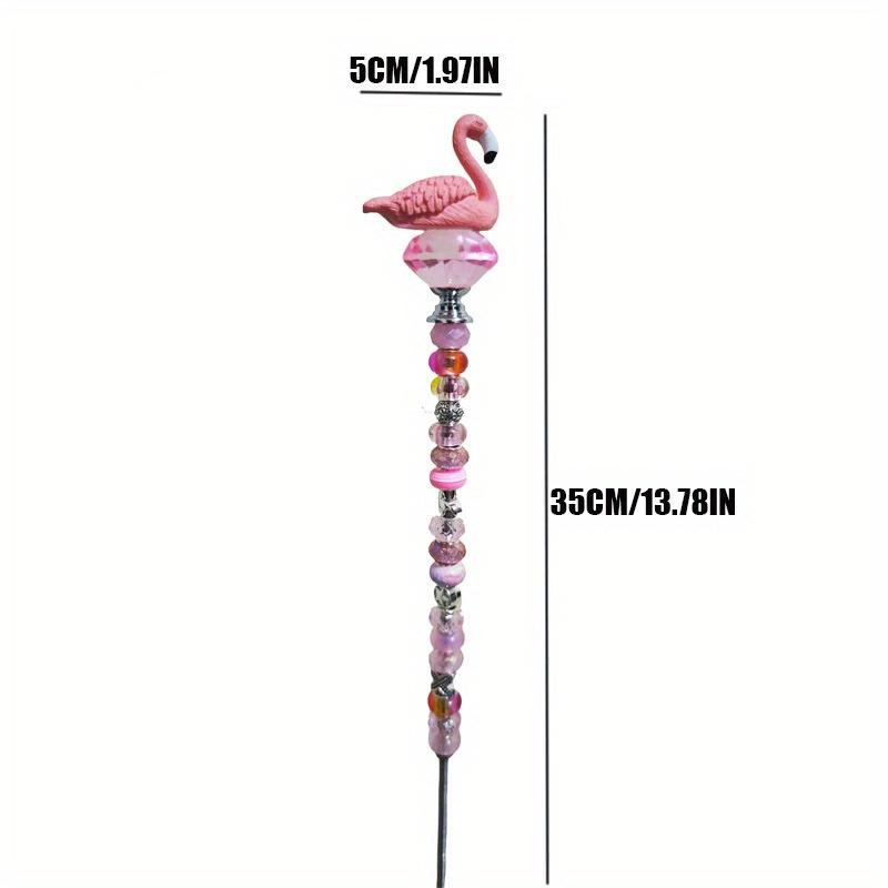 WTEMPO DIY Flamingo Shaped Garden Metal Stake Colorful Beaded Garden Walking Path Decor Stake Ideal for Various Festivals Indoor & Outdoor Decorations