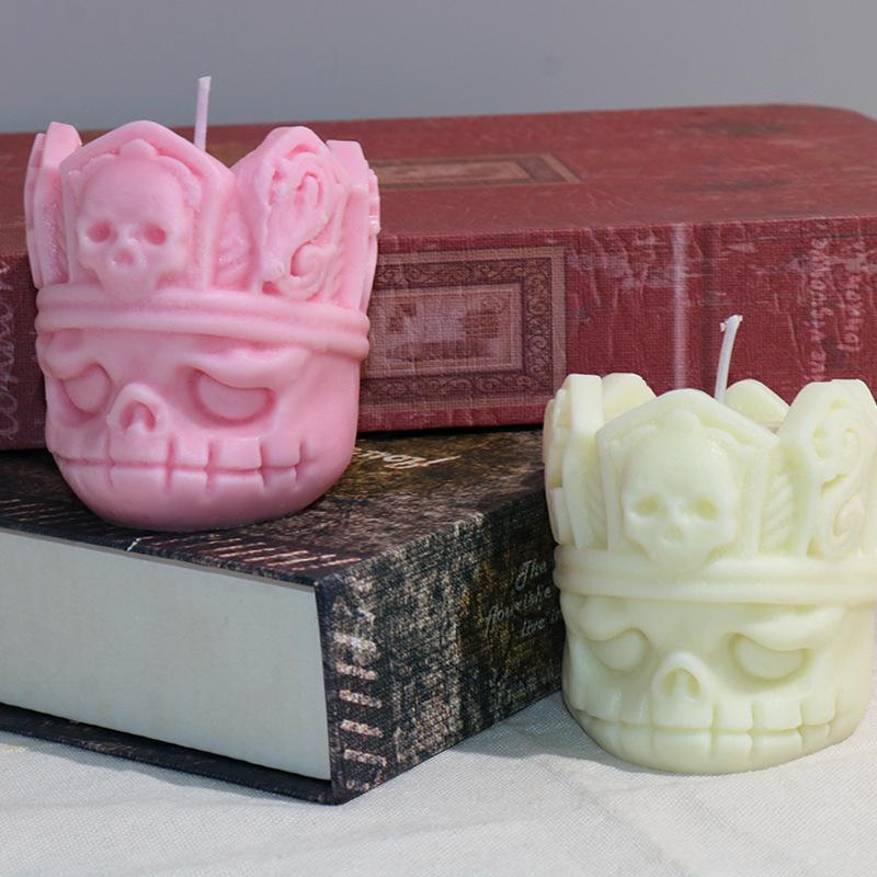 Skull Pumpkin Cat Candle Silicone Mold Cute Animal Cats Plaster Candle Resin Soy Wax Making Mould Halloween Party Decor Gifts