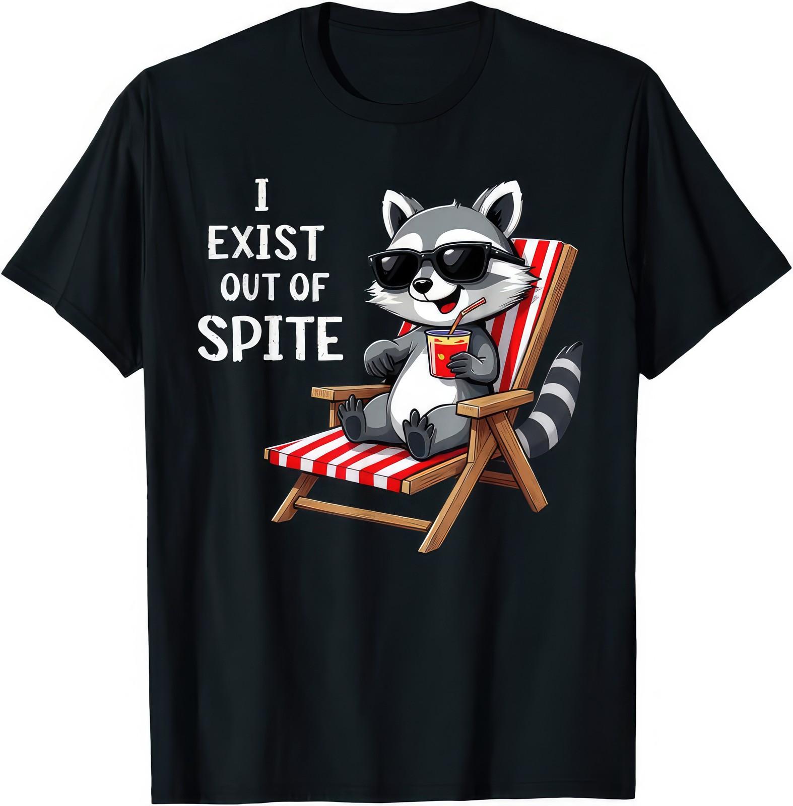 I Exist Out Of Spite Funny Raccoon Sunglasses Meme Graphic T Shirt M