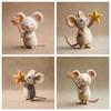 Craft Needle Felting Supply Starry Night Felt Mice Handmade Cute Mouse Collectible Figurine Gifts Mouse Animal Figurine