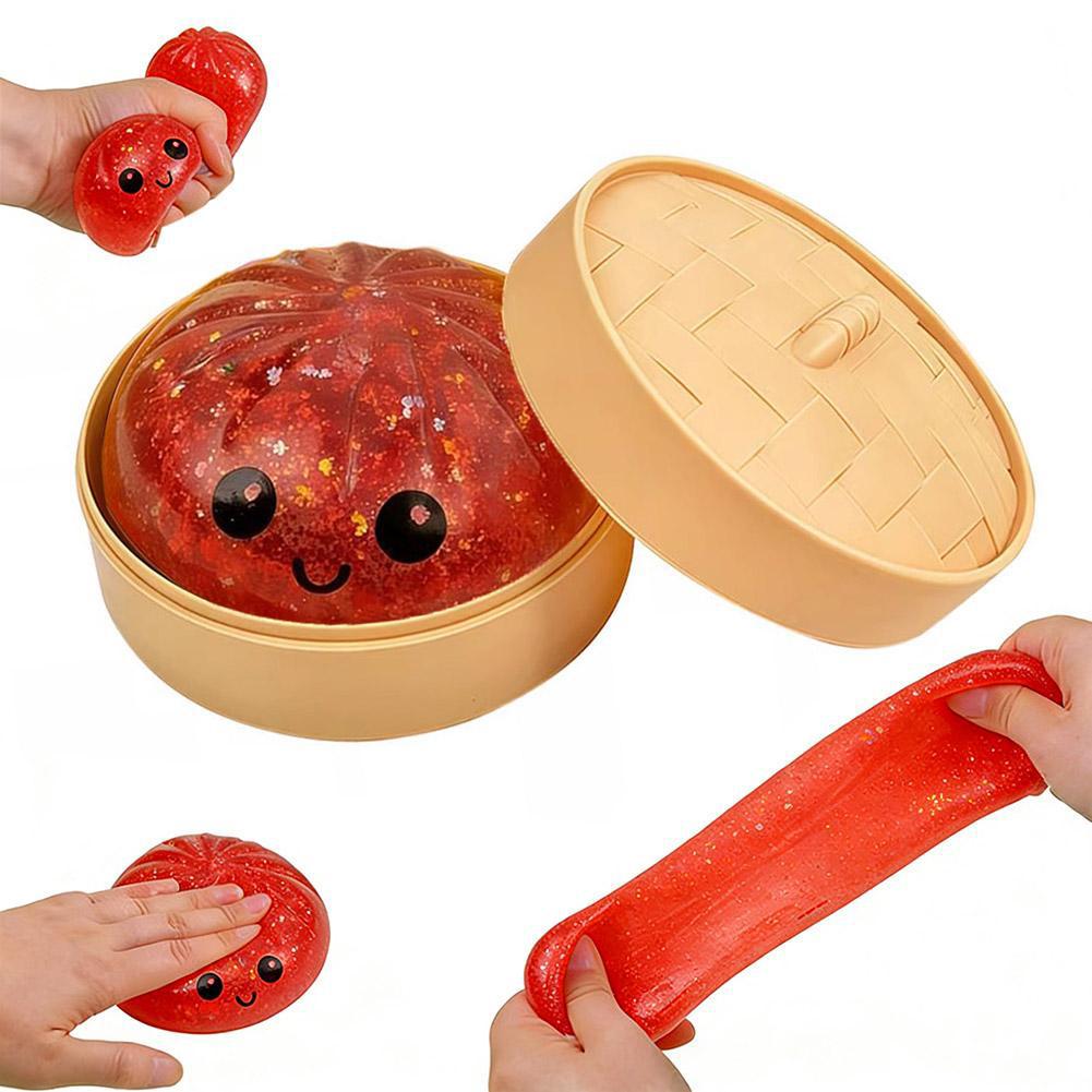 Bolas Antiestrés de Empanadillas de Colores Juguetes Sensoriales Fidget Comida de Simulación Empanadillas con Vaporizador Bola de Masa para Apretar Regalos