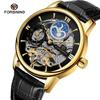 FORSINING Men's Luxury Automatic Mechanical Watch Leather Strap Automatic Tourbillon Hollow Mechanical Watch