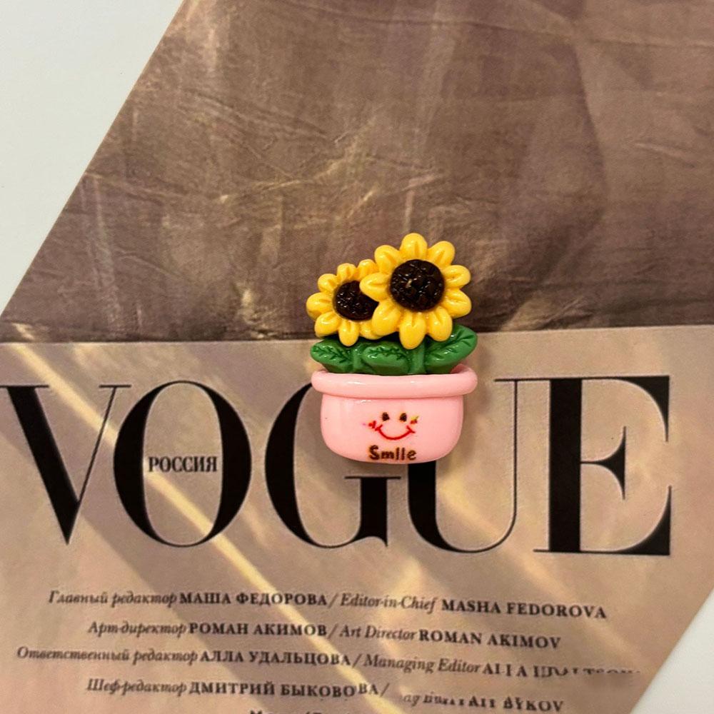 5pcs Funny Sweet Small Sunflower Potted Plant Refrigerator Magnets Creative Mini Fridge Magnet Decorative