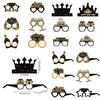 New Year Festive Paper Glasses And Hat Photo Accessories For Holiday Party Setup