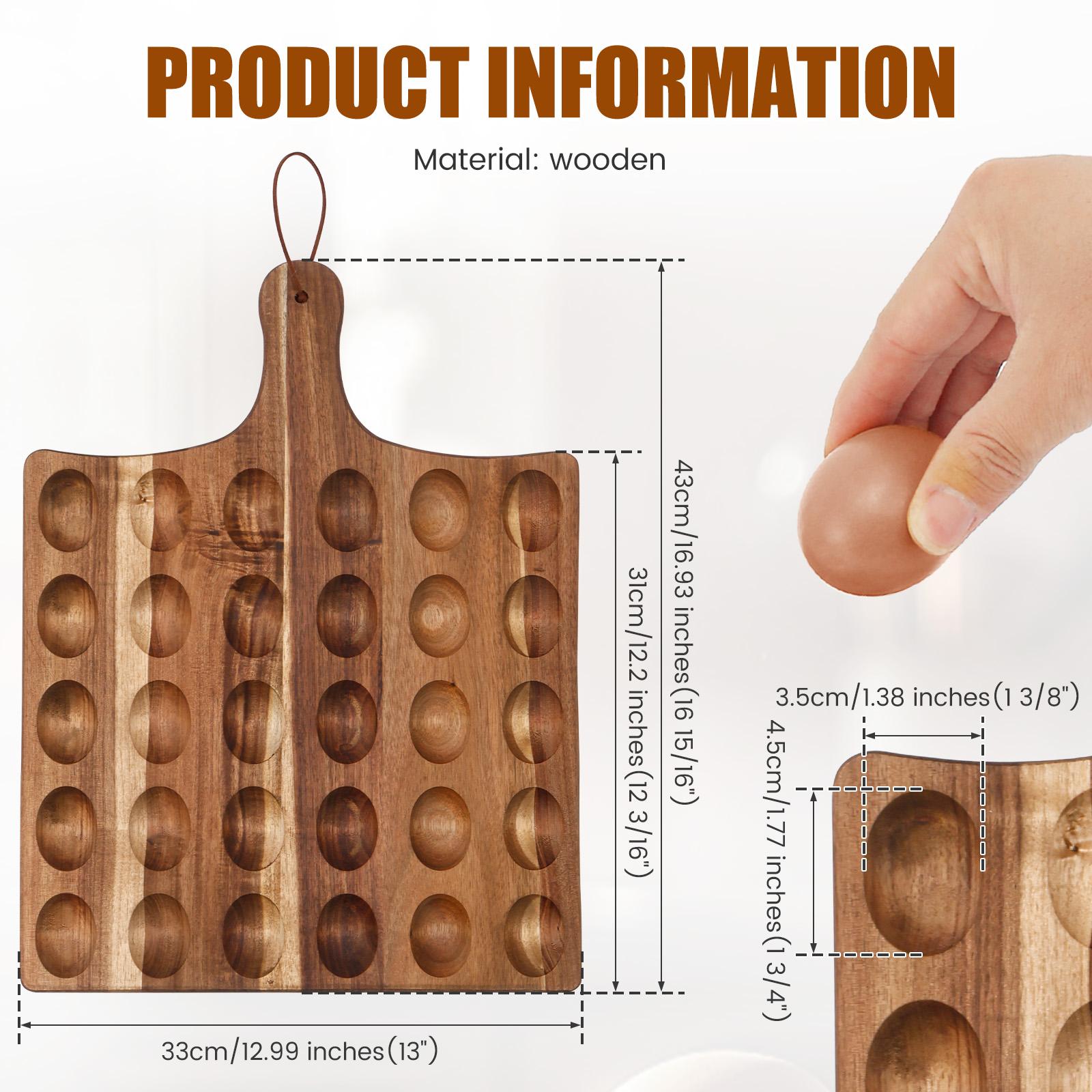 30 Hole Deviled Egg Platter Wood Deviled Egg Holder with Handle Multi-role Cutting Board Reversible Egg Tray Kitchen Accessories