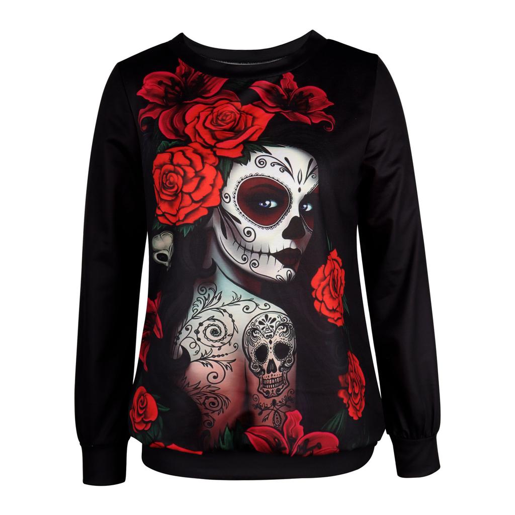 Autumn Women's Halloween Casual Loose Long Sleeved Top Hoodie