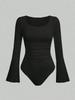 Blouse Bodysuit Phumee Casual Ruched Flare Long Sleeve  A2229