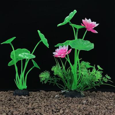 2pcs Crafts Plastic Aquatic Plants Simulated Creative Fake Lotus Flowers Vivid Artificial Seaweed Water Grass Fish Play