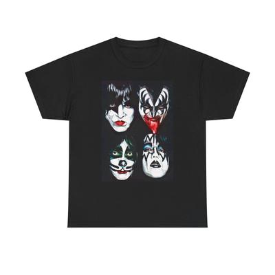 Kiss Grafik T-Shirt Vintage Rockband Merch Unisex Schweres Baumwoll-Tee
