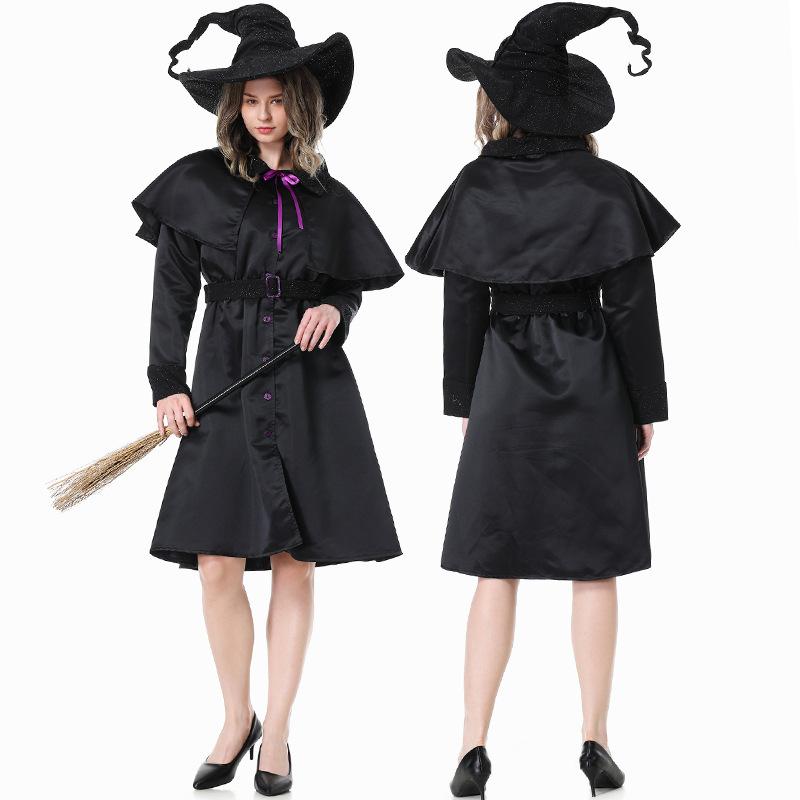 Halloween Black Wizard Wizard Robe Stage Performance Costume Male Witch Parent-child Role Dress Up