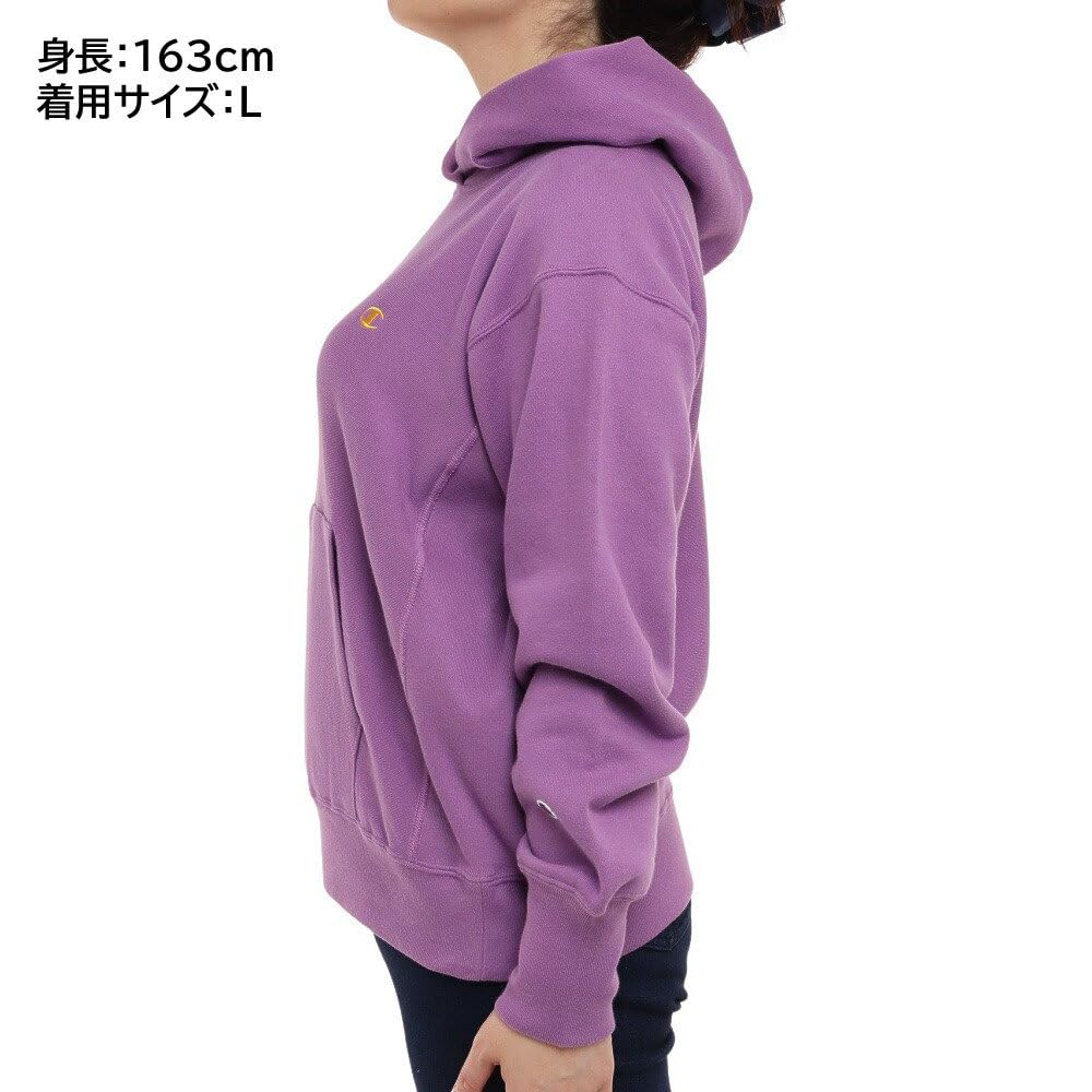 Champion Long Sleeve Cotton 10oz Ribbed Knit Reverse Weave Hooded Sweatshirt Size M Women's 100% (CW-W102), Purple,