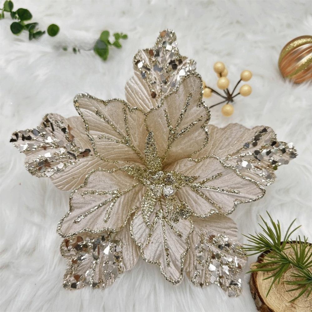 Pailletten Simulation Weihnachtsblume DIY Basteln Glitzer Simulation Blume Flanell 26cm Weihnachten Blumenköpfe Weihnachten