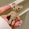 Spilla a forma di Orso in Ottone Placcato Oro Rosa con Pietra di Zircone per Matrimonio, Festa di Fidanzamento