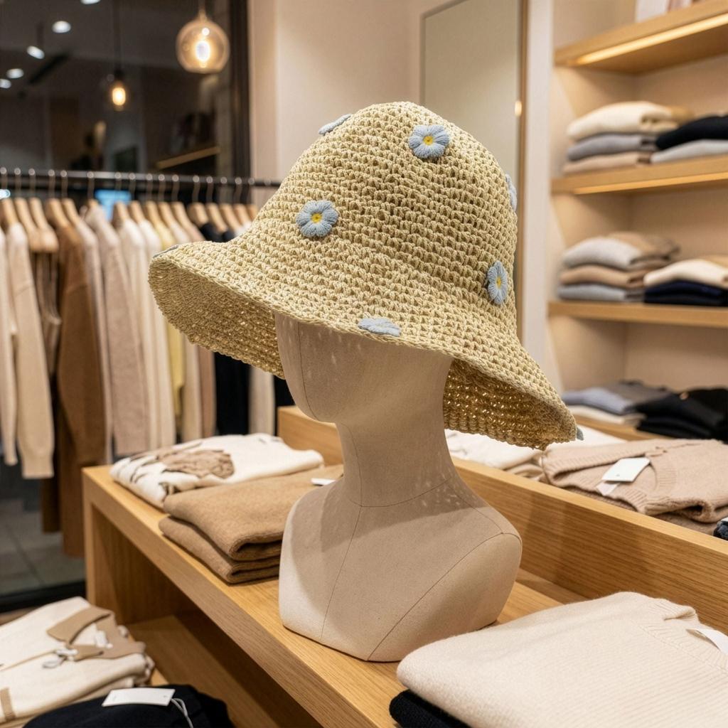 Nomad Sari Floppy Straw Sun Hat – Beige & Flowers