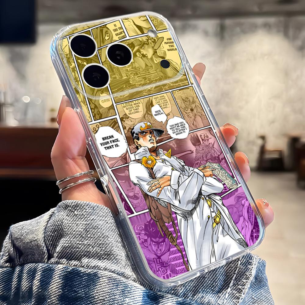 Anime JoJo Bizarre Adventure Phone Case For IPhone 17 16 Pro Max 15 14 13 11 12 Mini Xs X Xr 7 8 Plus Se Transparent Cover