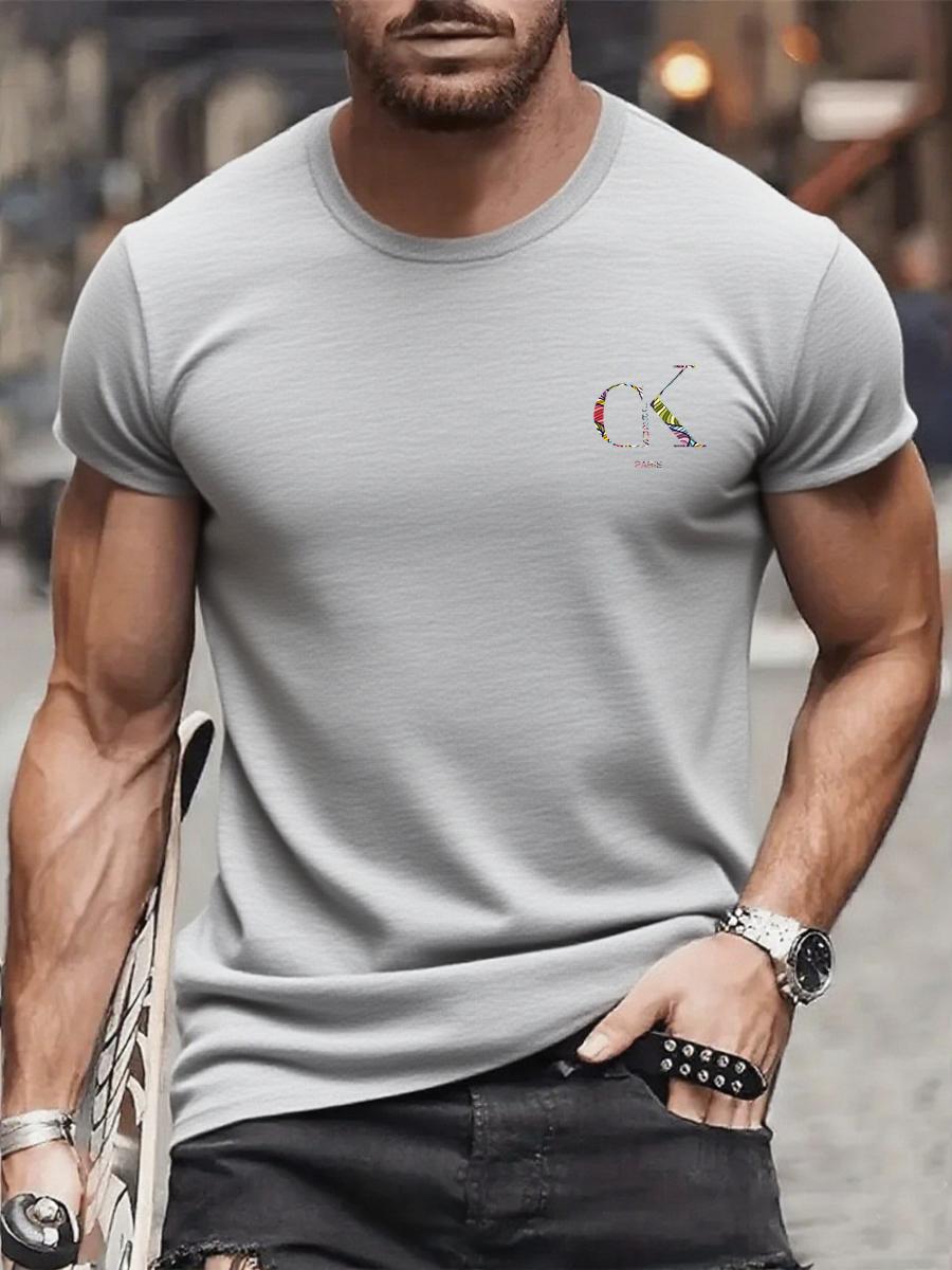 Fashionable cartoon letter printed roundneck street style shortsleeved Tshirt fashionable mens summer Y2K top 4XL