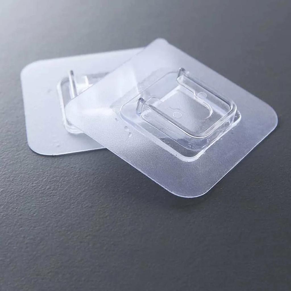 10pairs Wall Self Adhesive Hook Transparent Wire Shelf Wall Mount Sticker Double Sided Fixing Patch For Kitchen Bathroom Gadget
