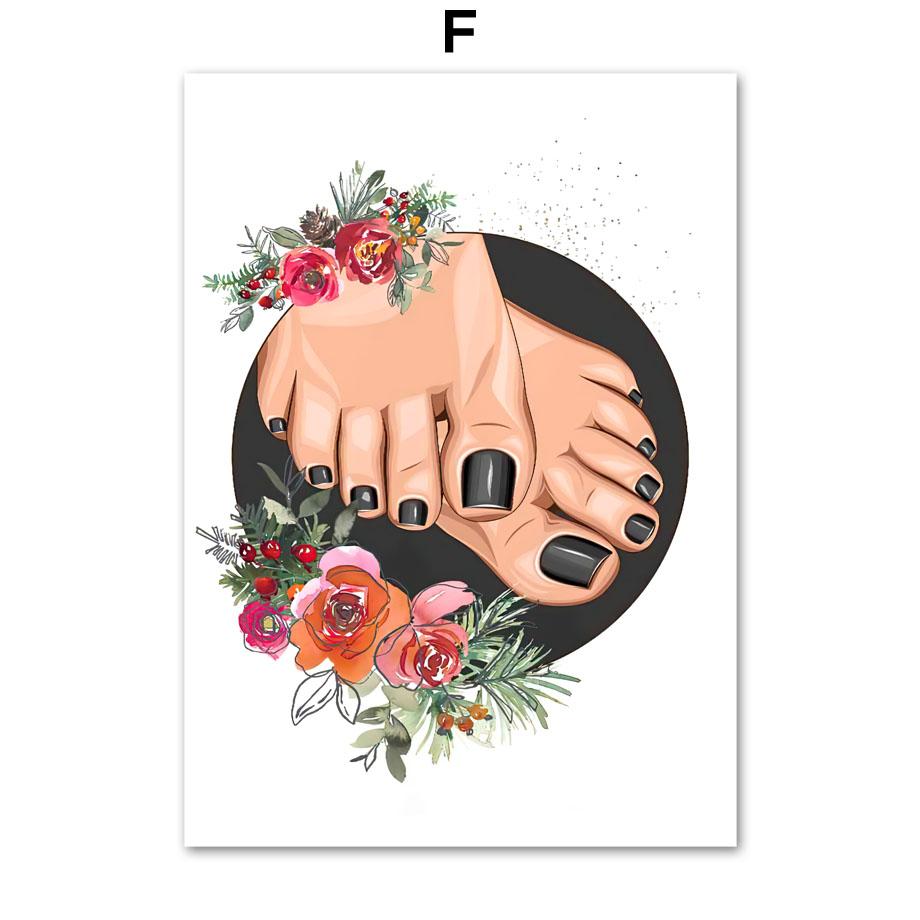 Black Nail Tech Manicure Pedicure Wall Art Canvas Painting Nordic Fashion Poster And Prints Wall Pictures For Beauty Salon Decor